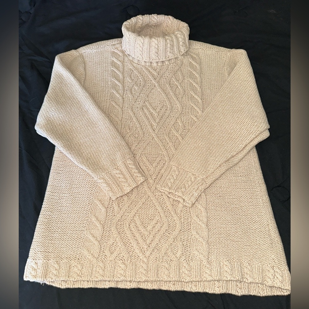 Elegant Cream Cable Knit Sweater 100% cotton - Picture 2 of 10